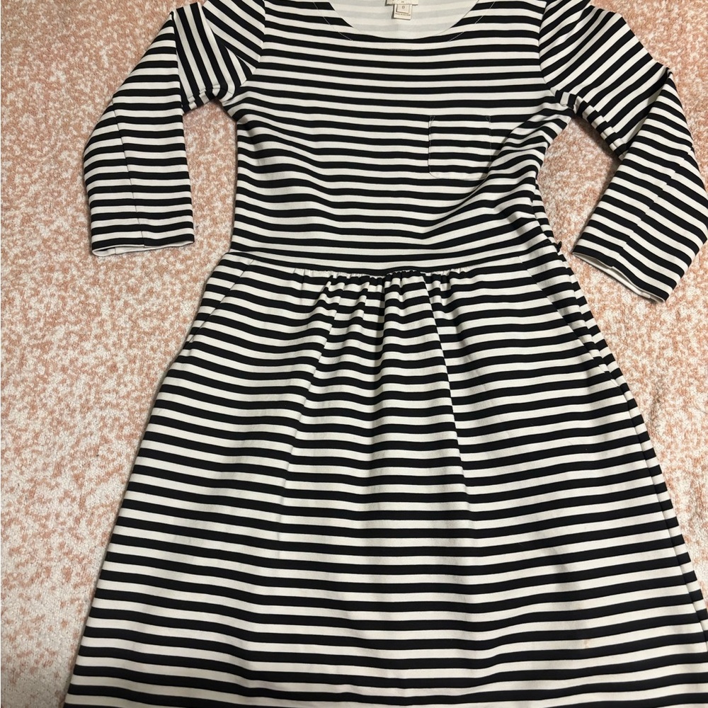 J. Crew Black and White Striped Dress